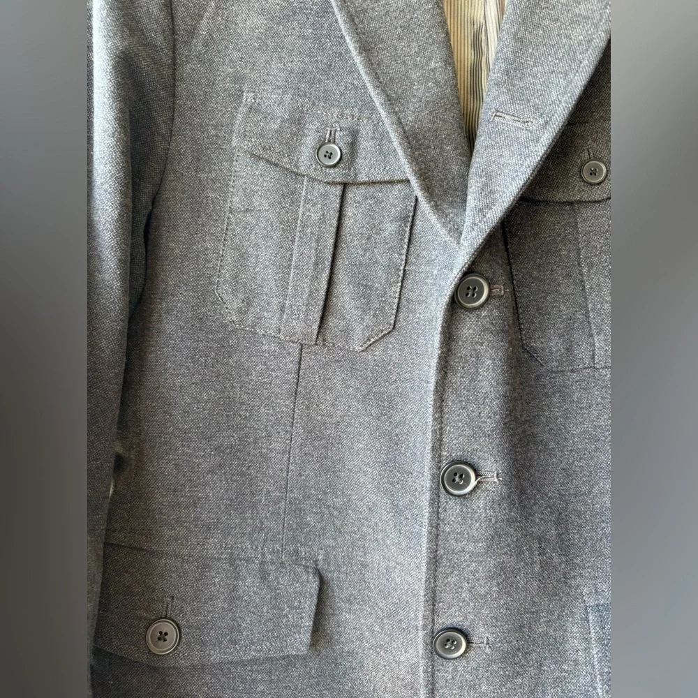 Banana Republic Men's Tailored Fit 38S Dark Grey 100% Cotton Military Jacket